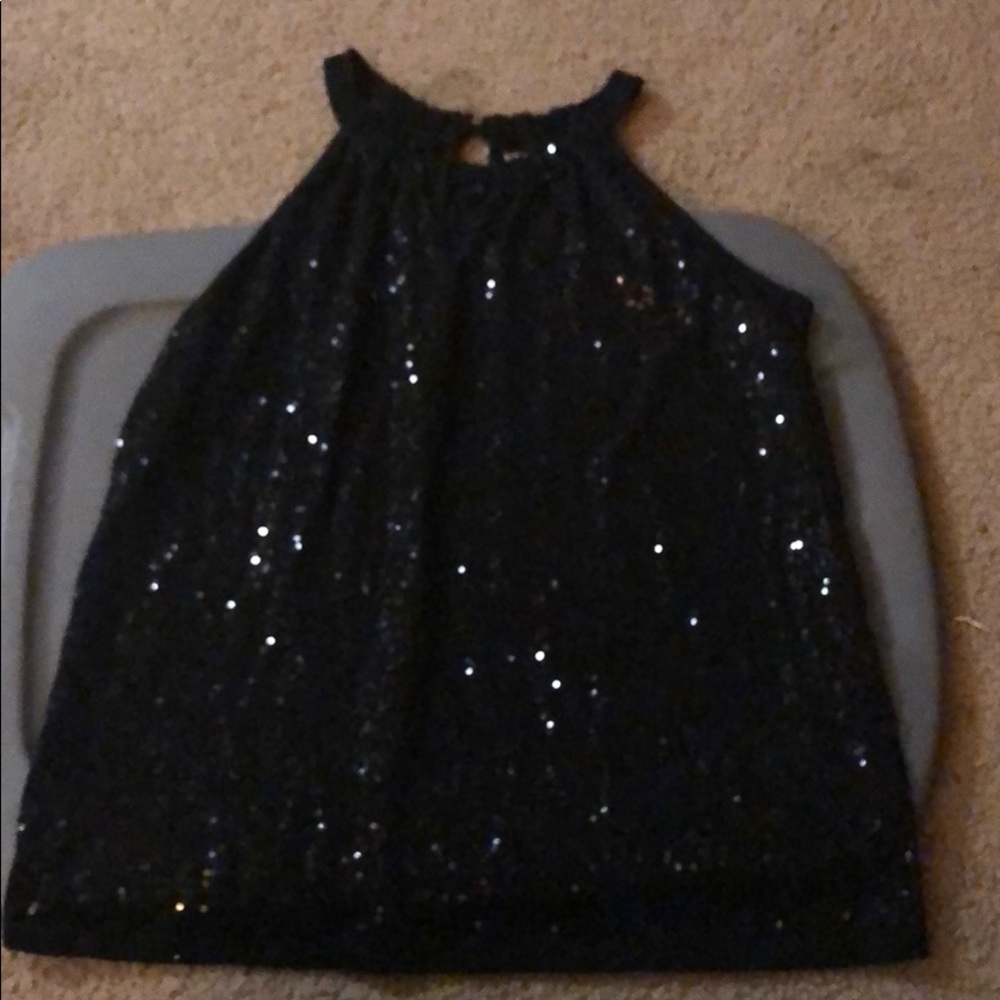 Black sequined tank top